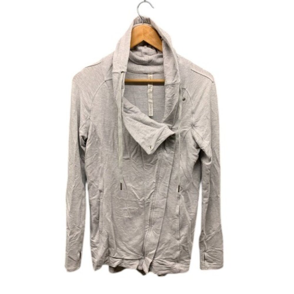 Lululemon Jacket Women’s Gray Asymmetrical Zip High Collar Thumbholes Casual‎ 4